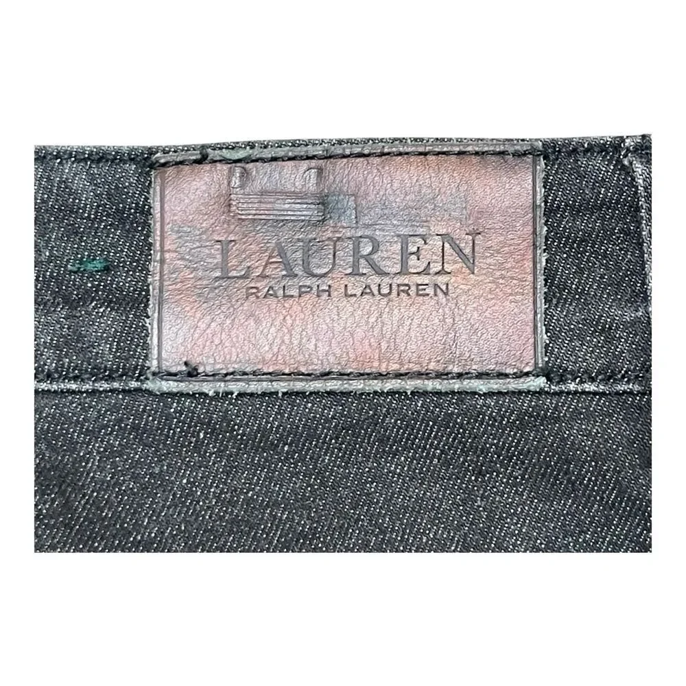 Lauren Ralph Lauren Black Straight Leg Jeans Size 12 Hemmed Classic Preppy - Picture 8 of 9